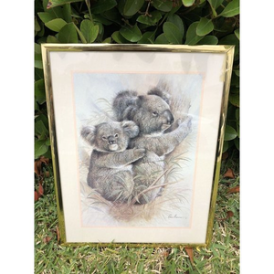 Mother And Baby Koala Bear‎ In Tree Bear Hug Wall Picture Gold Framed Art Print